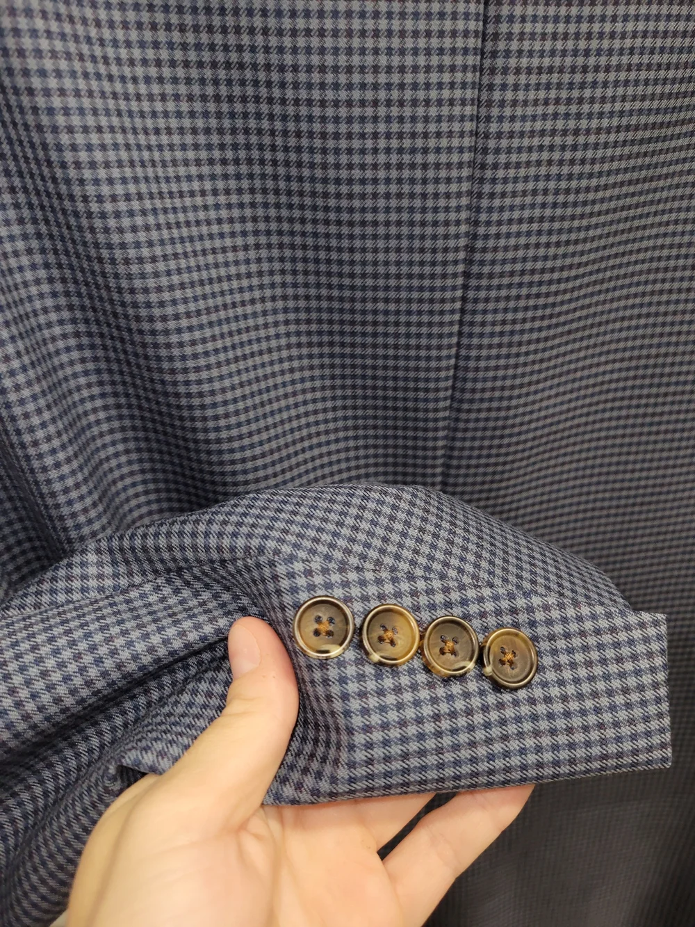 Men's Blue Micro-Check Blazer